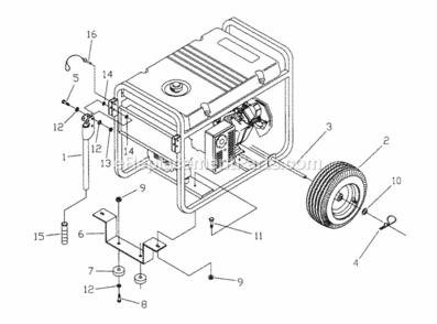 Part Location Diagram of 22247 Generac Washer, Wheel